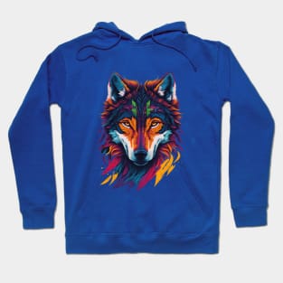 Colorful Face Wolf Hoodie